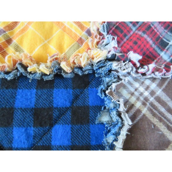 Flannel Rag Quilt With Batting, 50x64, Plaid Rag Quilt - Picture 5 of 12